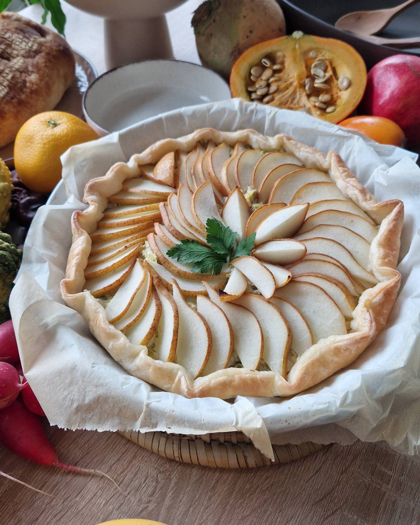 Pita iz hrušk in pora